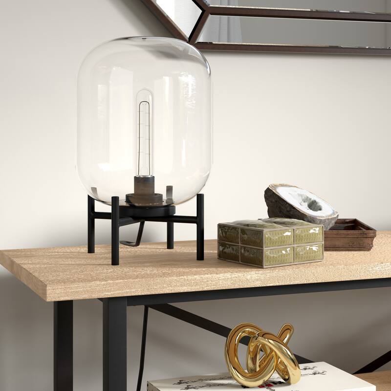 Carson Carrington Sagen Glass and Brass Table Lamp - Blackened Bronze/Clear