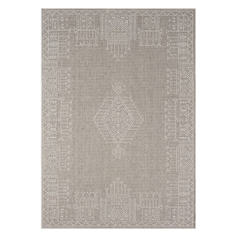 Terra by Obeetee Pavilion Medallion Rug - Natural/Criss Cross - 2'2" x 7'6"
