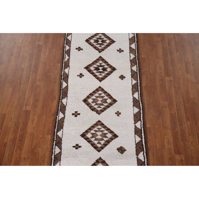 Natural Dye Anatolian Runner Rug Hand-knotted Turkish Wool Carpet - 3'1"x 11'2"
