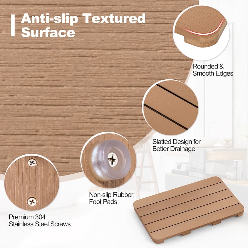 21.5" x 13.5" Bath Mat Shower Mat for Bathroom with Non Slip Foot Pads