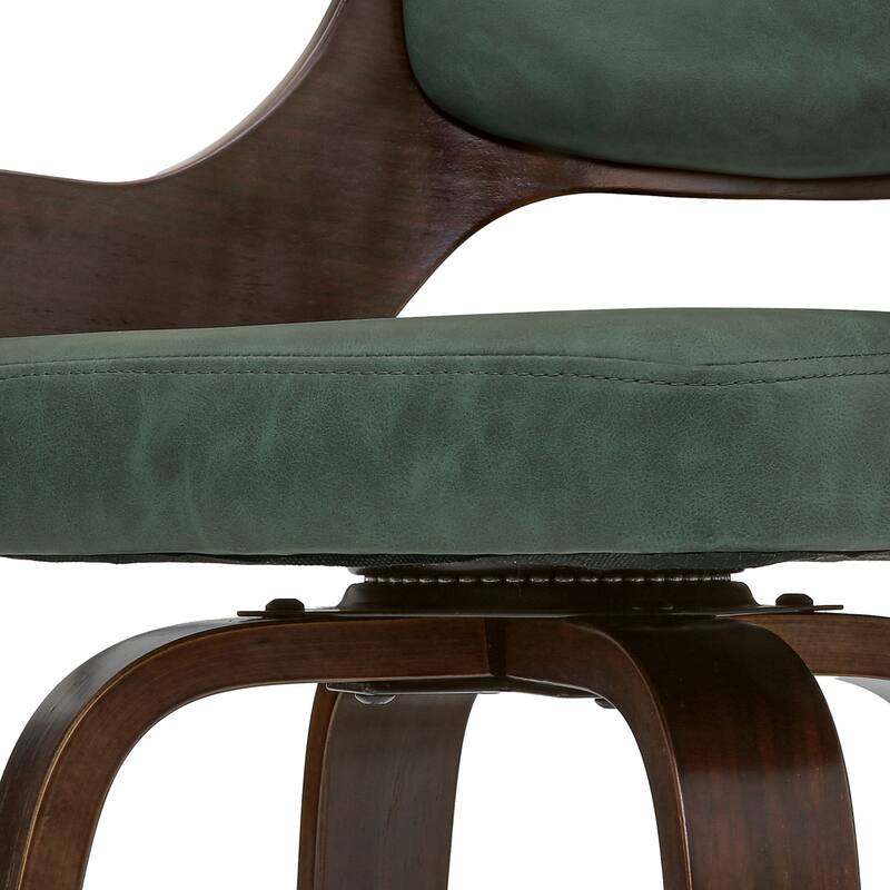 Modern Swivel Bar Stools with Curved Wood Back Upholstered Armrest Counter Stool