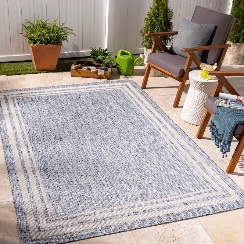 Livabliss Tuareg Cottage Outdoor Area Rug - 6'7" x 9' - BLue