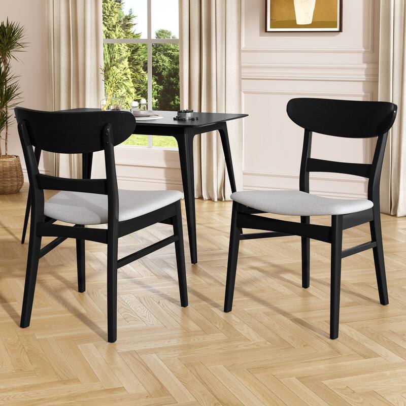 Mid-Century Modern 5-Piece Dining Set, Rubberwood Frame, One Table And 4 Upholstered Chairs