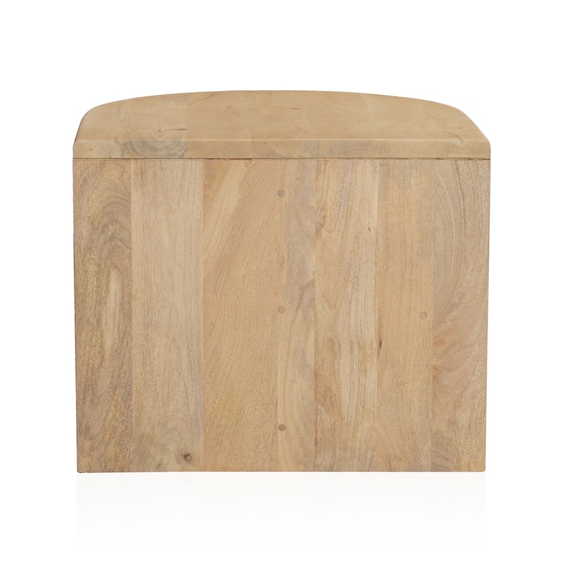 HomeRoots 22" Natural Solid Wood Semi Circle End Table With Shelf - 22.00 in. x 22.00 in. x 18.00 in.