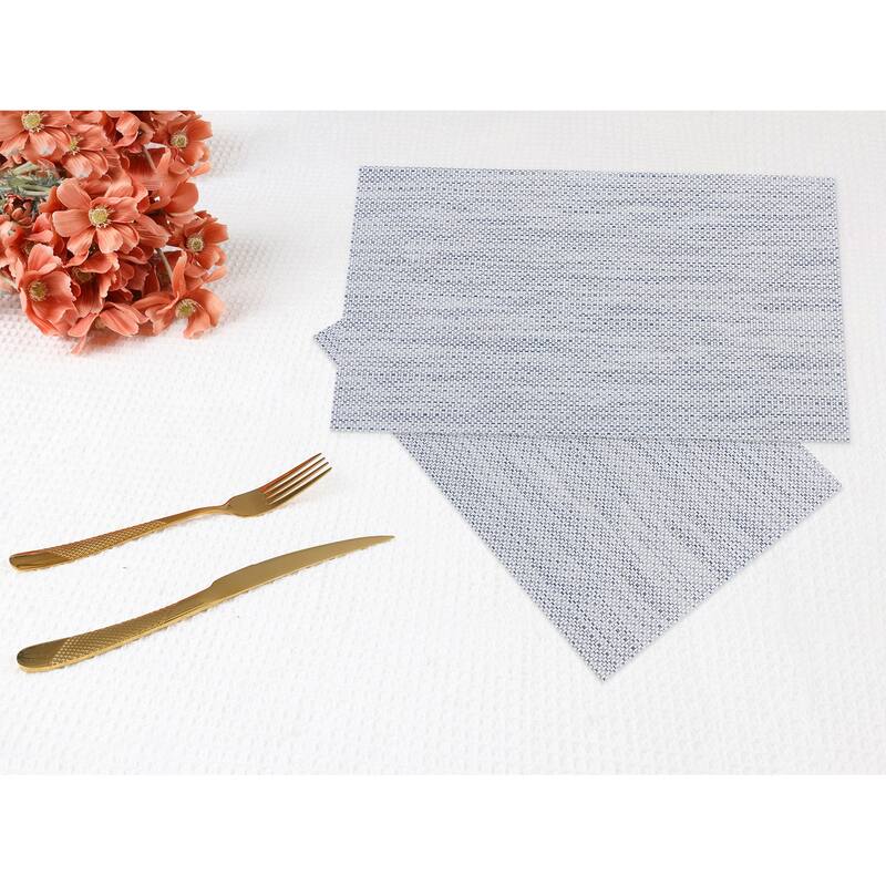 Placemats Set of 6 PVC Solid Placemats for Dining Table Decor Indoor Outdoor Kitchen Table Mat - 18*12in
