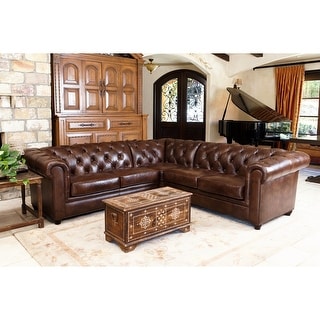 Abbyson devonshire leather tufted best sale sectional