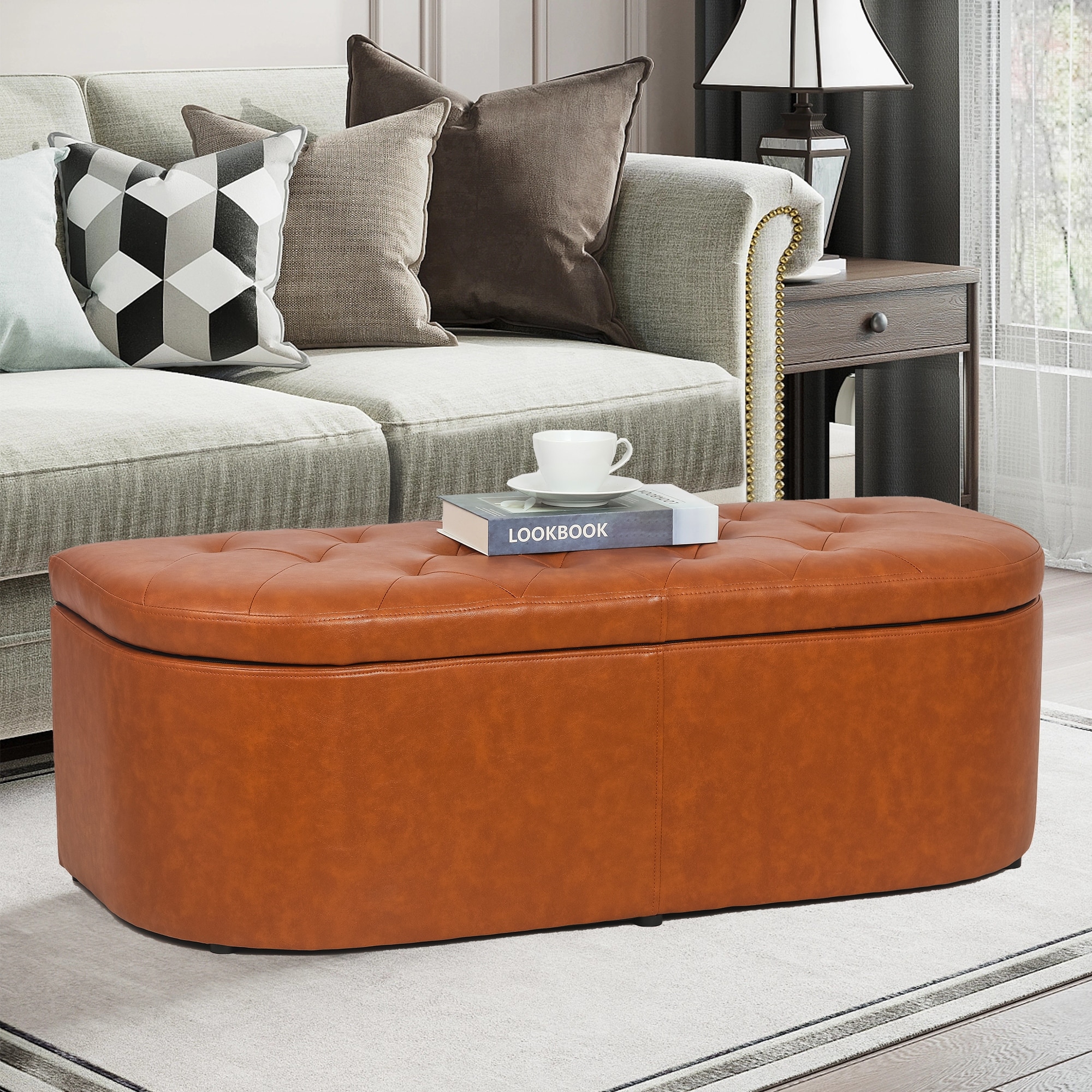 Leather ottoman seat sale