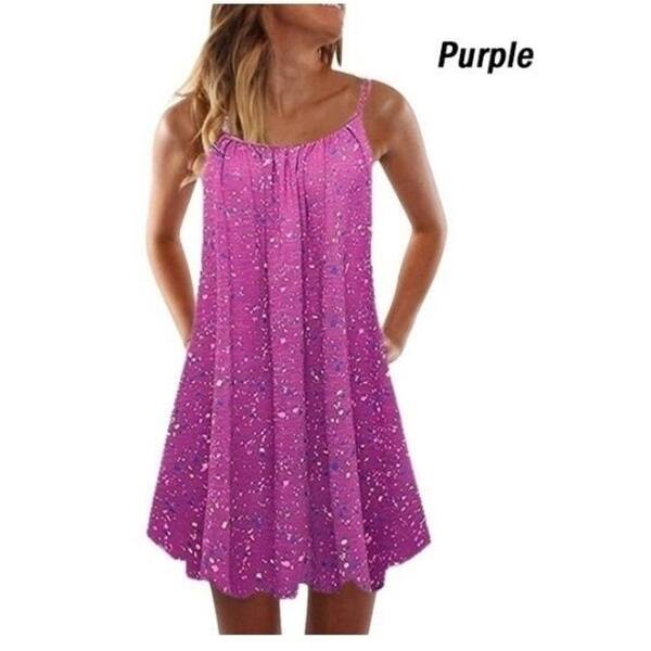 Shop Women Beach Dress Summer Casual Spaghetti Strap Sundress