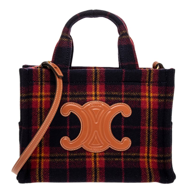 Celine Cabas Thais Tote in Wool and Calfskin