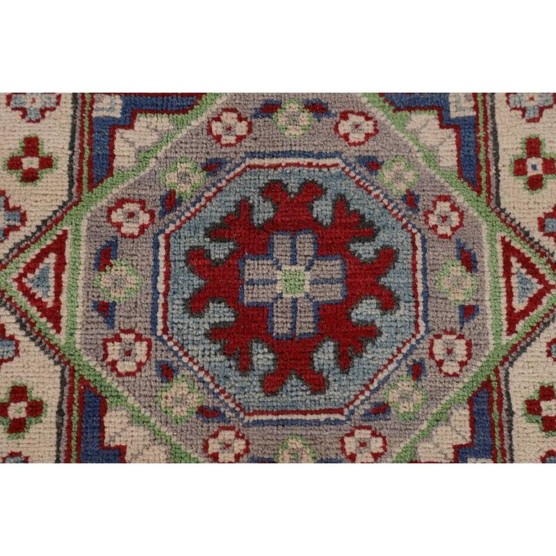 Geometric Red Large Kazak Oriental Area Rug Hand-Knotted Wool Carpet - 10'0" x 13'9"