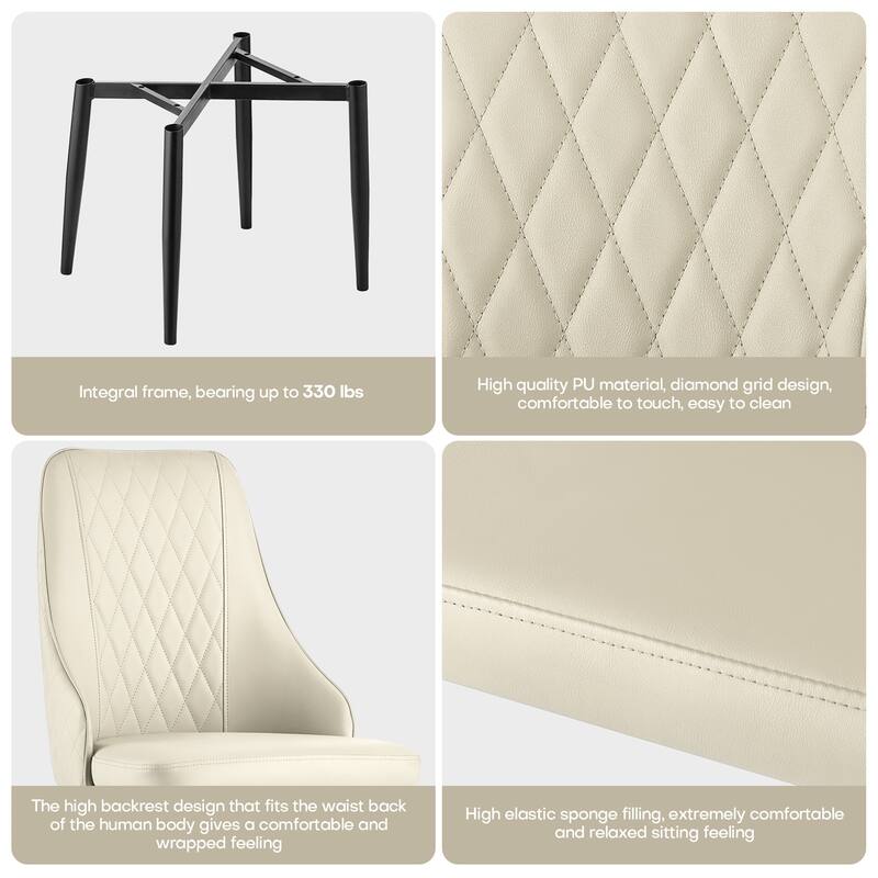 Faux Leather Upholstered Dining Chairs Set of 2 - 35.63"H x 17.72"W x 17.32"D