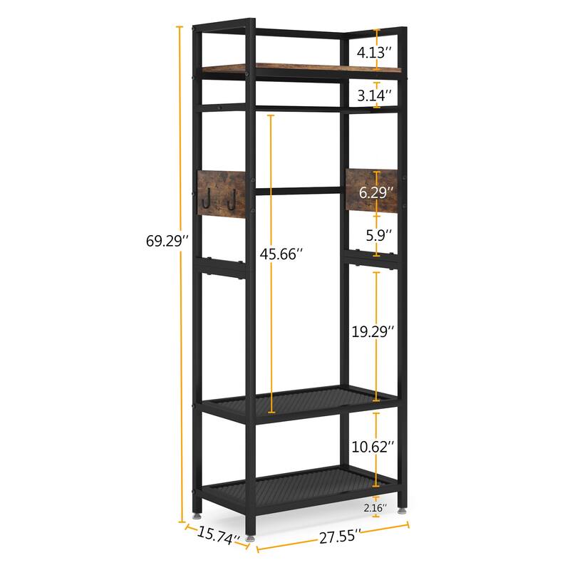 22" Rustic Brown & Black Small Clothes Rack