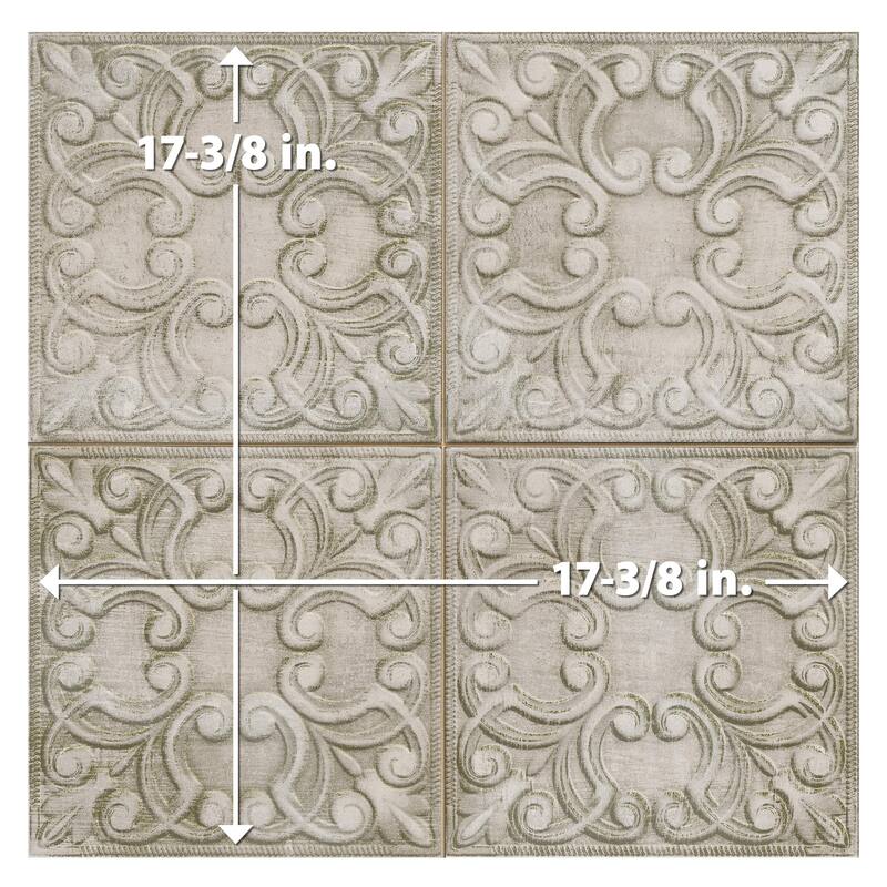 Merola Tile Victorian Tin Zinc 17-3/8" x 17-3/8" Porcelain Wall Tile