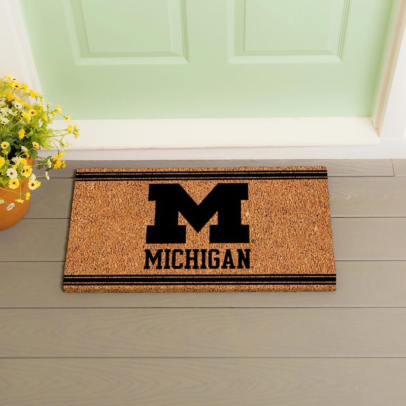 University Of Michigan Monochrome Indoor/Outdoor Coir Door Mat - 28" x 16"