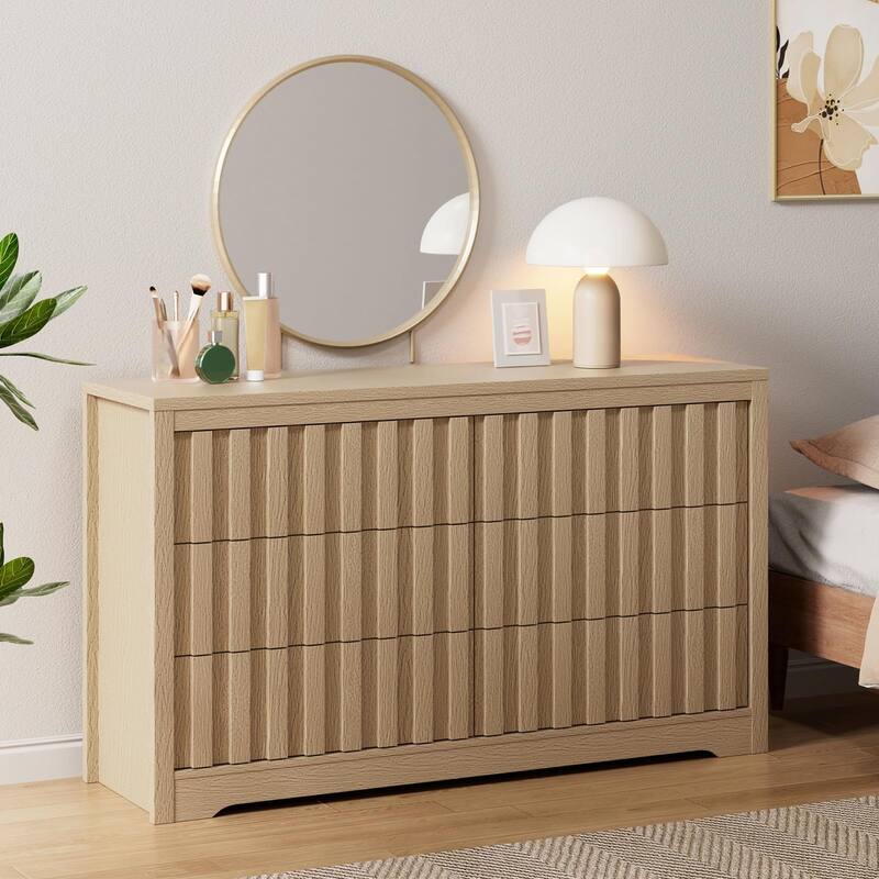 5/6/8 Drawer Fluted Dresser for Bedroom, Modern Chest of Drawers with Handlels