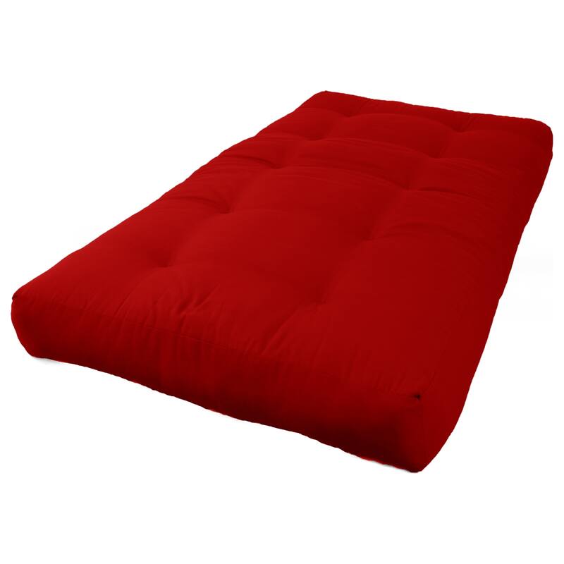 7-inch Thick Twill Futon Mattress (Twin, Full, or Queen) - Red - Twin