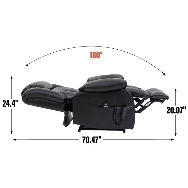 Roomfitters Dual Motor Power Lift Recliner, Infinite Position Massage Chair with 180-Degree Flat Recline, Heavy Duty