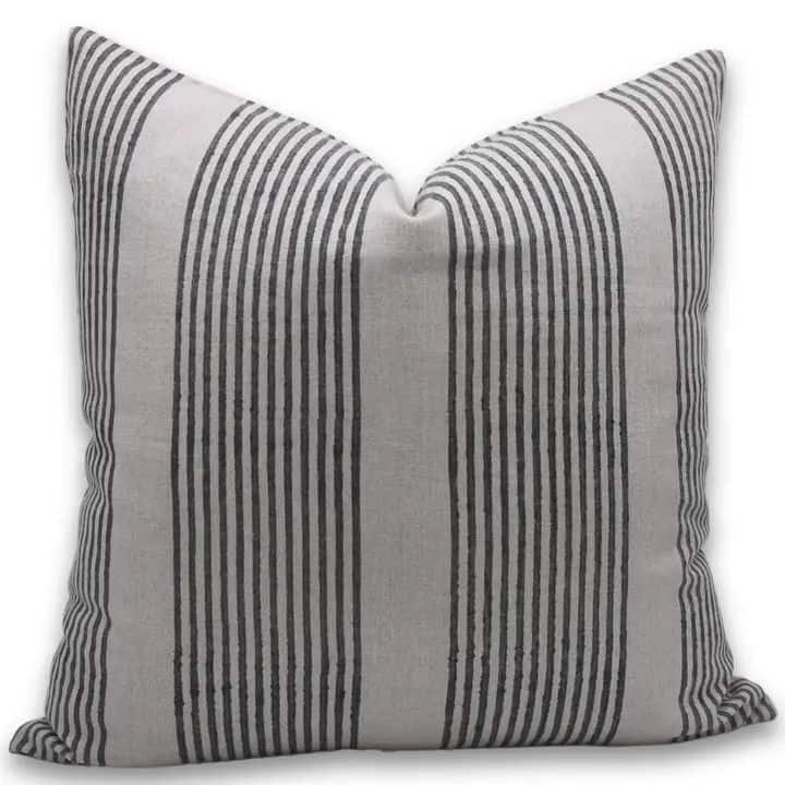 Fabdivine Brown Handmade Block Print Linen Pillow Cover Sofa Decor, Saat Samundar