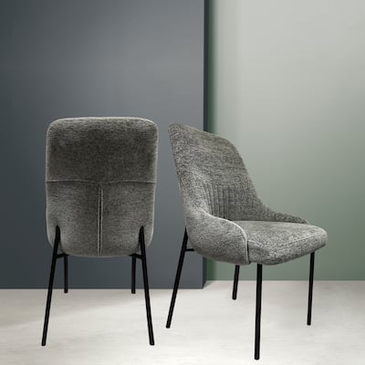 Upholstery Boucle Fabric Dining Side Chair Set of 2