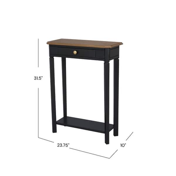 dimension image slide 0 of 3, Marnie Two-tone 1-drawer Solid Wood Console Accent Table with Shelf by East at Main