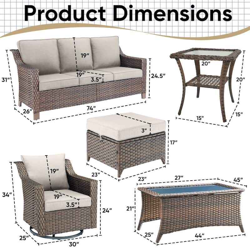 Pocassy All-Weather Rattan Patio Funiture Set