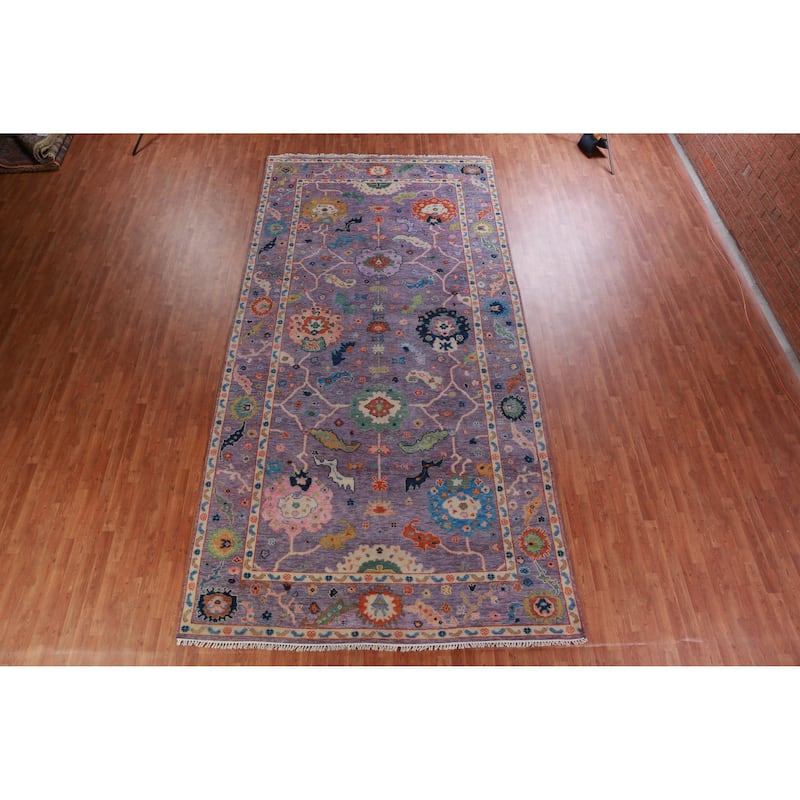 Hand Knotted Oriental 100% Wool Carpet Transitional All-Over Purples Oushak Area Rug - 15' 10'' X 7' 11''