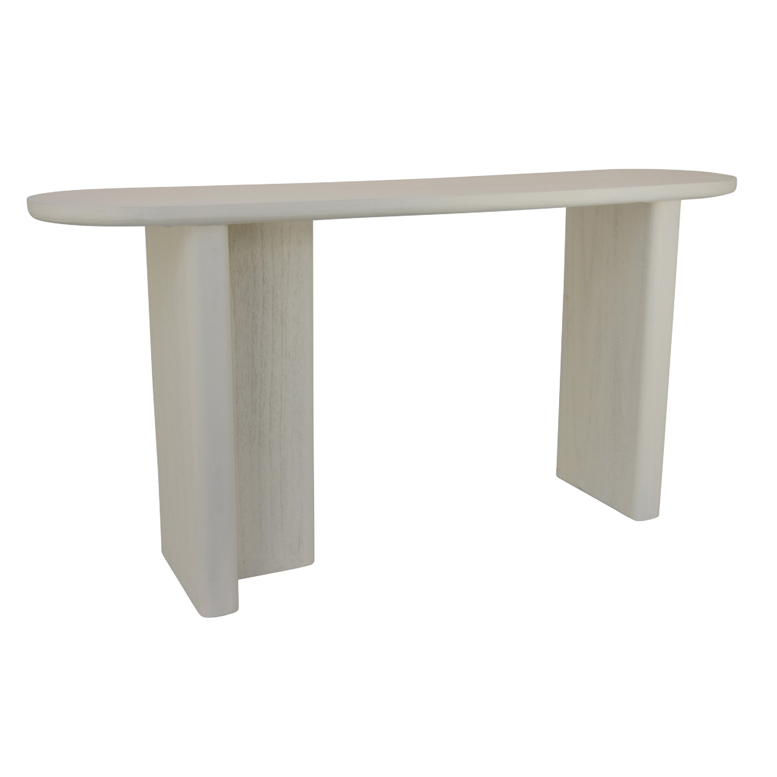 Console Table, White Wood, 63 Inch Rectangular Top with Minimalist Legs