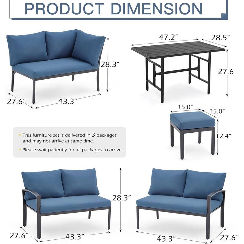 AECOJOY Metal Patio Furniture Set 7 Pieces Modern Outdoor Conversation Set