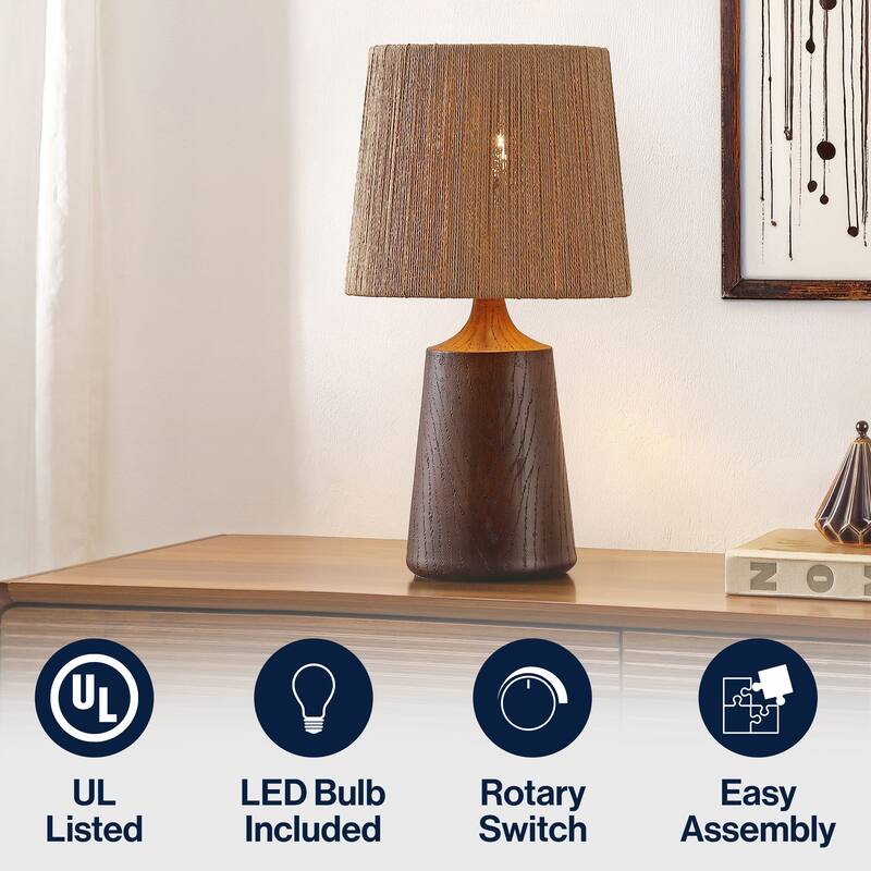 Highland 22.25" Resin/Metal LED Table Lamp with Paper Rope Shade, By JONATHAN Y