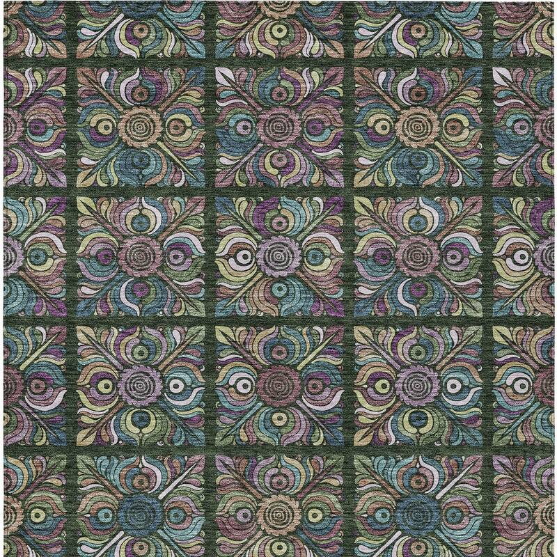 HomeRoots Medallion Transitional Rectangle Outdoor Rug
