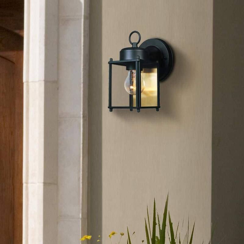 Black 1-Light Outdoor Line Voltage Hardwired Porch Light Wall Sconce