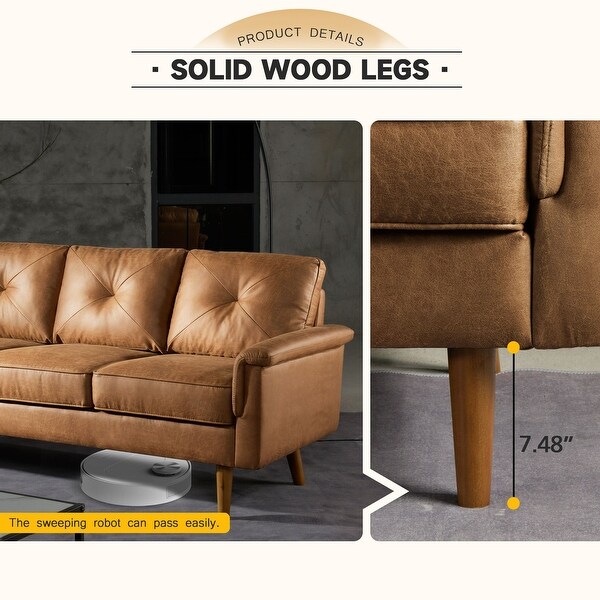 HOOOWOOO Mid Century 3 Seat Upholstered Sofa with Wood Legs for Living Room On Sale Bed Bath Beyond 39571069
