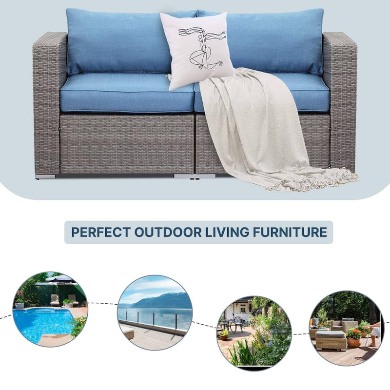Royalcraft 2 Pieces PE Rattan Wicker Patio Corner Sofas