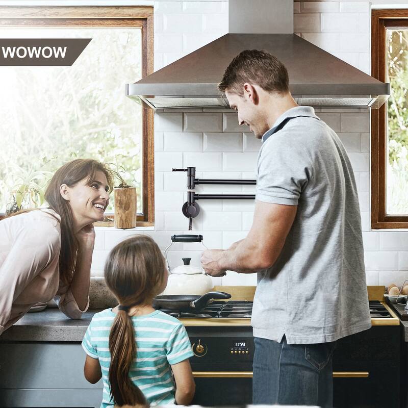 WOWOW 23.5-inch Wall Mount Pot Filler with Double Handle