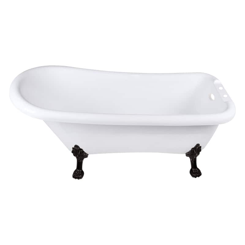 Aqua Eden VT7DE672826WAC0 67" Acrylic Classic Flat-Rim Single Slipper Clawfoot Tub (7" Faucet Drillings) - Glossy White/Matte Black