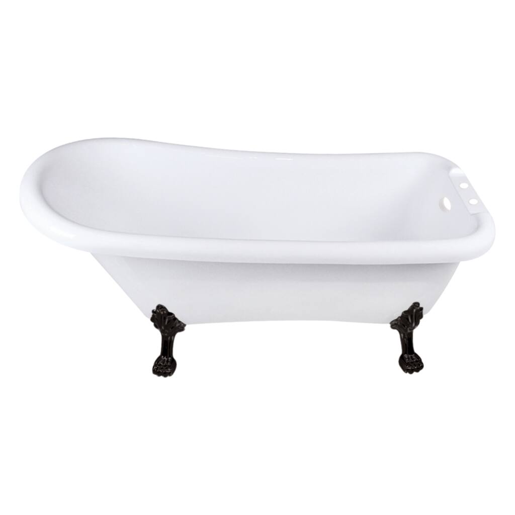 Aqua Eden VT7DE672826WAC0 67" Acrylic Classic Flat-Rim Single Slipper Clawfoot Tub (7" Faucet Drillings)