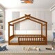 preview thumbnail 2 of 30, White Full Size Wood House Bed Frame with Fence