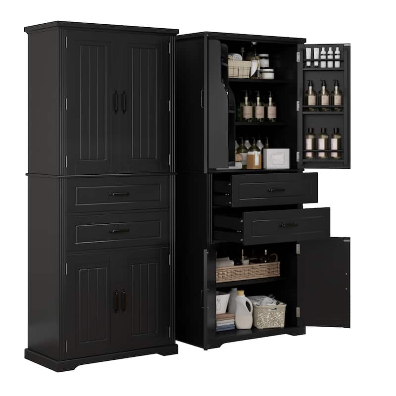 Multifunctional Storage Cabinet - Door & Drawer Organizer with Adjustable Shelf & Storage Shelves
