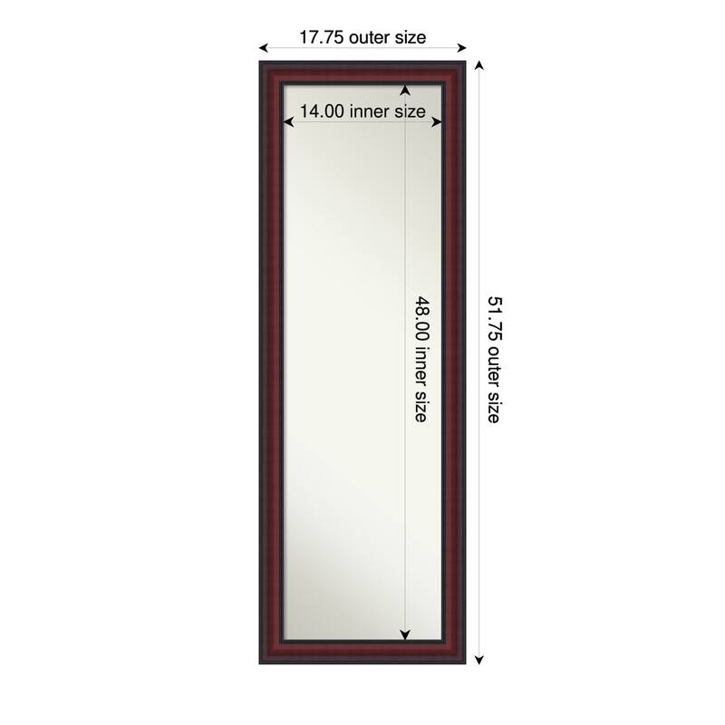Dalat Non-Beveled Framed Full-Length On the Door Mirror - 18 x 52 in - Dalat Cherry