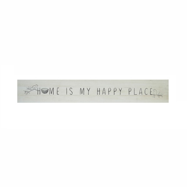 35.75" White and Black "Home Is My Happy Place" Wall Sign - N/A