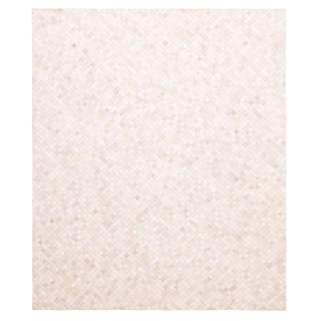 ECARPETGALLERY Handmade Cowhide Patchwork Cream Leather Rug - 8'0 x 10'0