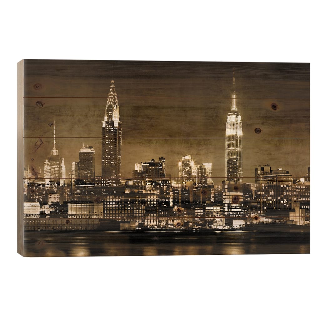 NYC In Sepia Print On Wood by Kate Carrigan - Multi-Color