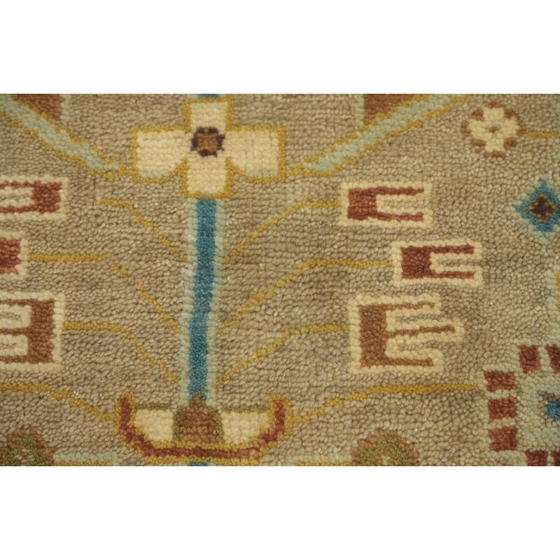 Hand-knotted Traditional Wool Brown Geometric Oriental Area Rug - 9' 11'' X 7' 10''