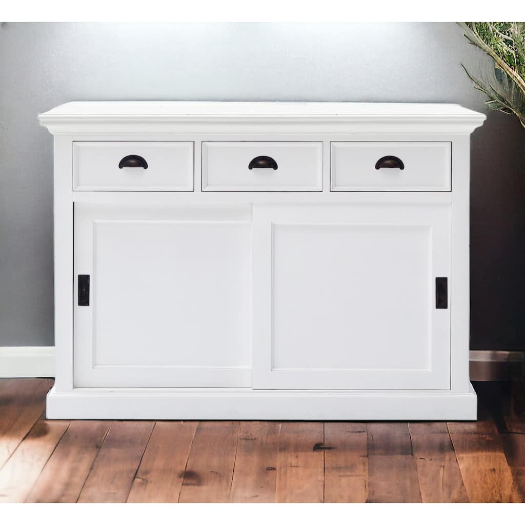 HomeRoots 49" White Buffet Server With Sliding Doors - 49.21' X '33.46' X '19.69
