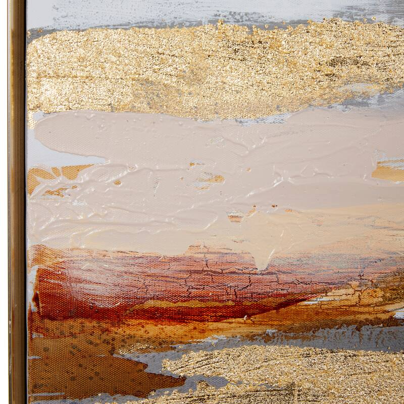 Canvas Geode Foiled and Brushstrokes Framed Wall Art with Gold Frame - Gold - Roche River Decor