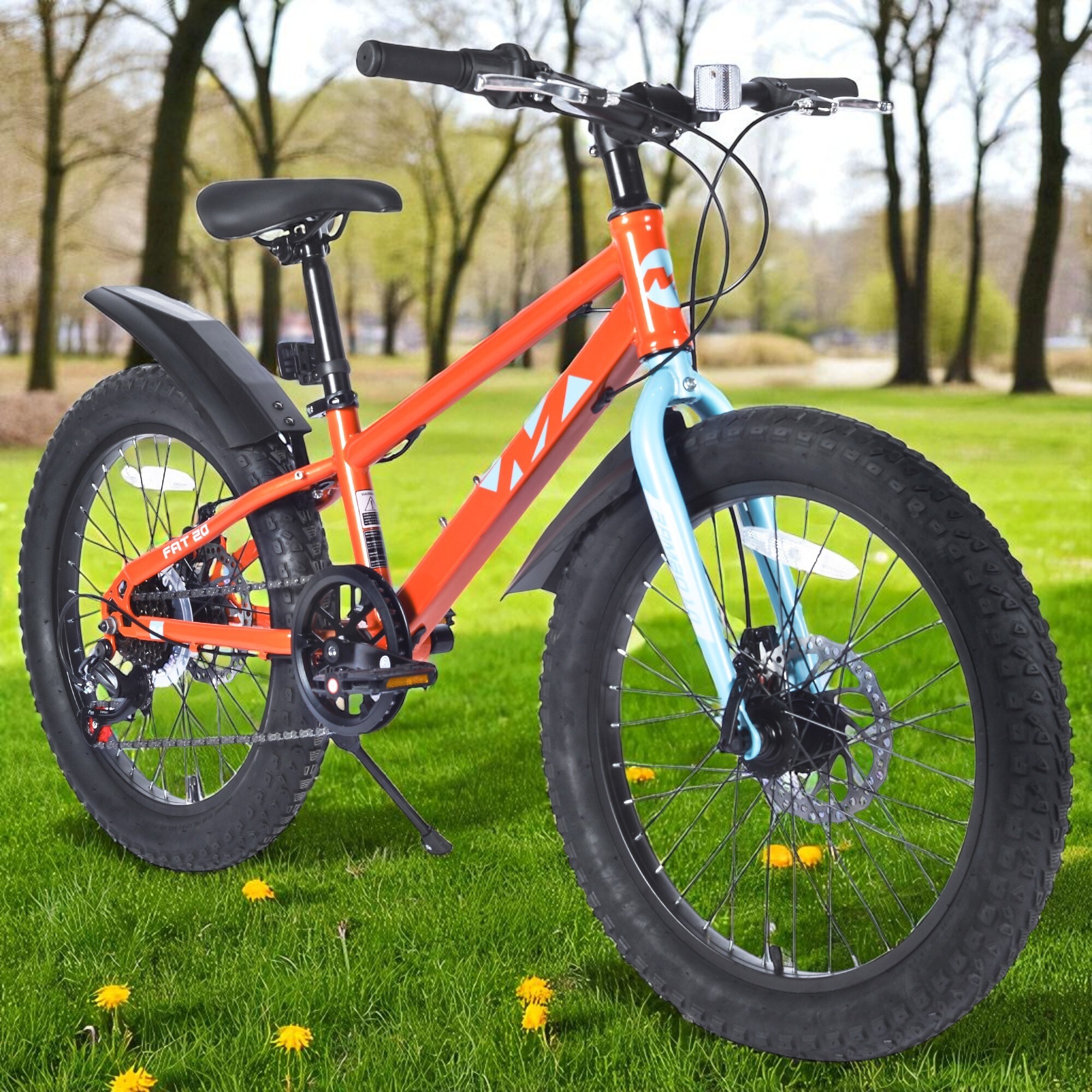 20 Inch Kids Fat Tire Mountain Bike, Boys & Girls 7-Speed Shimano