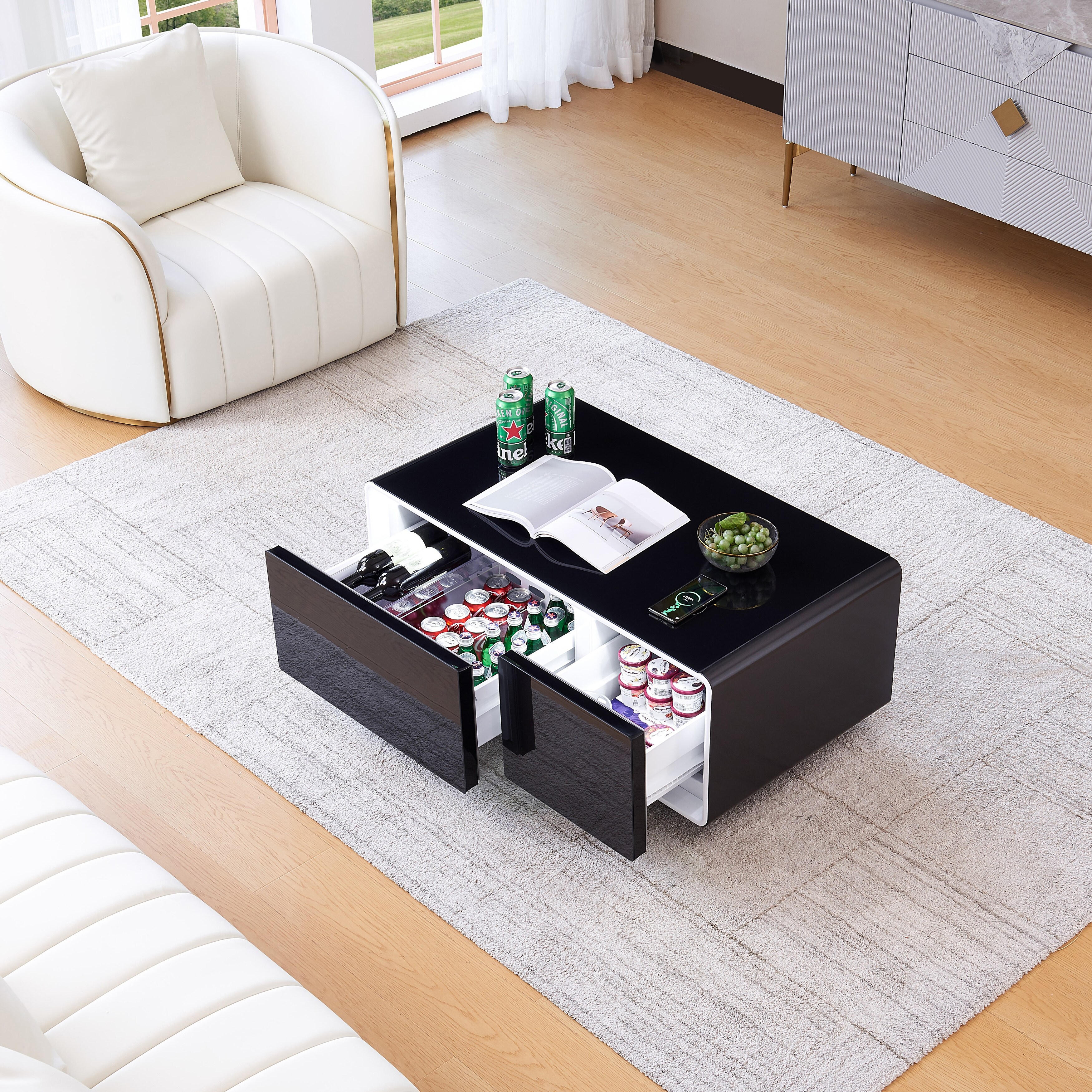 Multifunctional Coffee Table with Cooler and Frozen