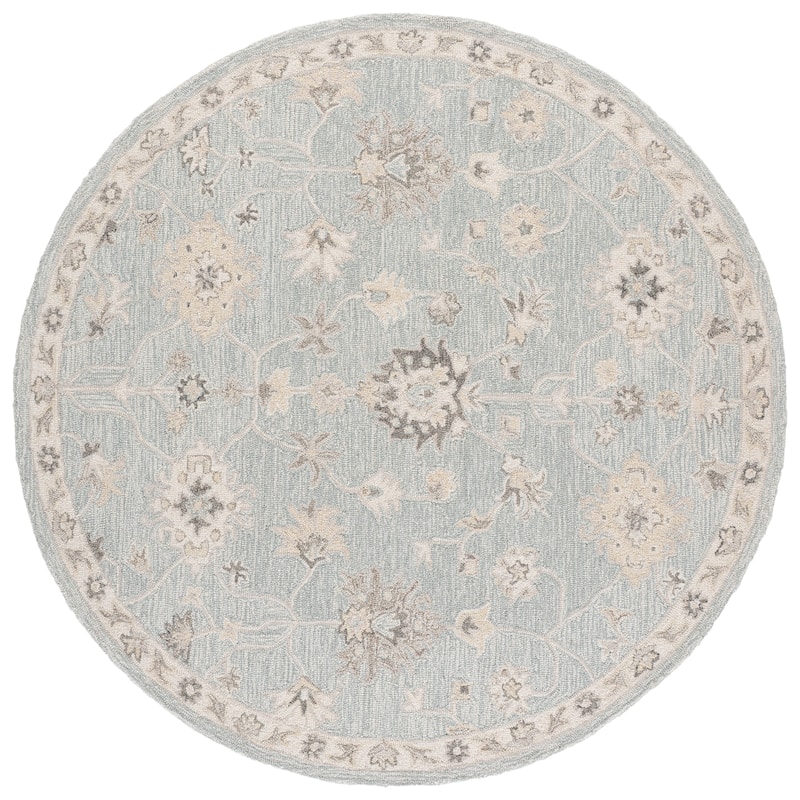 SAFAVIEH Handmade Metro Friederun Wool Rug - 6' Round - Light Blue/Ivory