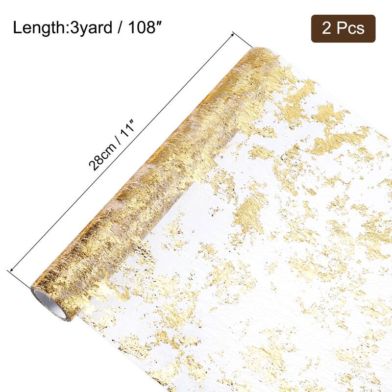 Table Runner 11" x 108", Metallic Foil Thin Mesh, 2 Pieces - 11 x 108 Inch