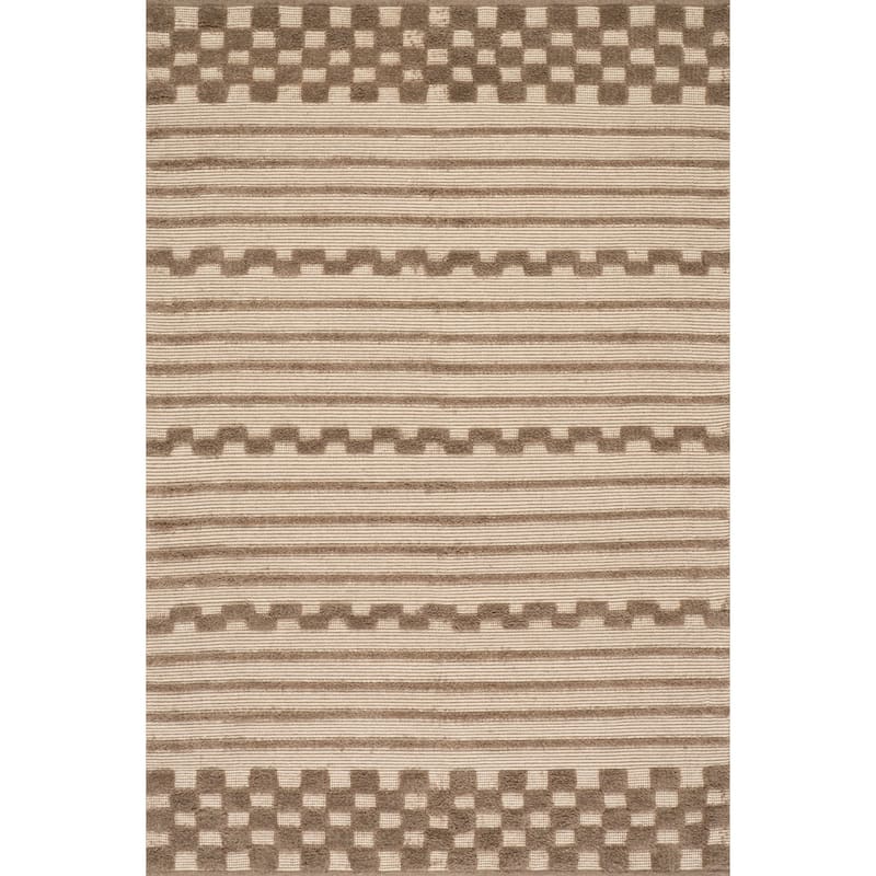 Carmeon Hamilton Nubi Bohemian Striped Hand Woven Rug - 5' x 8' - Brown - Rectangle